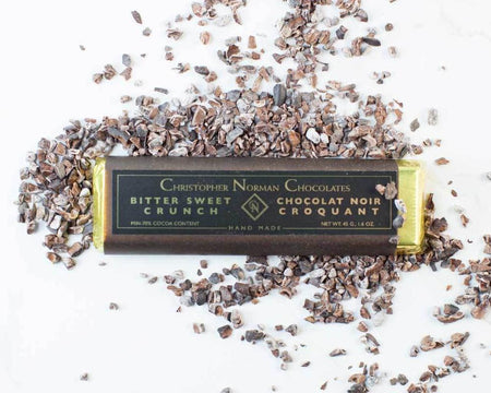 Bittersweet crunch chocolate bar by Christopher Norman Chocolate