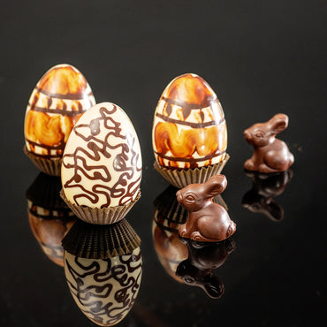 Line Drawing Easter Eggs with Bunny inside