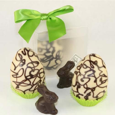 Line Drawing Easter Eggs with Bunny inside