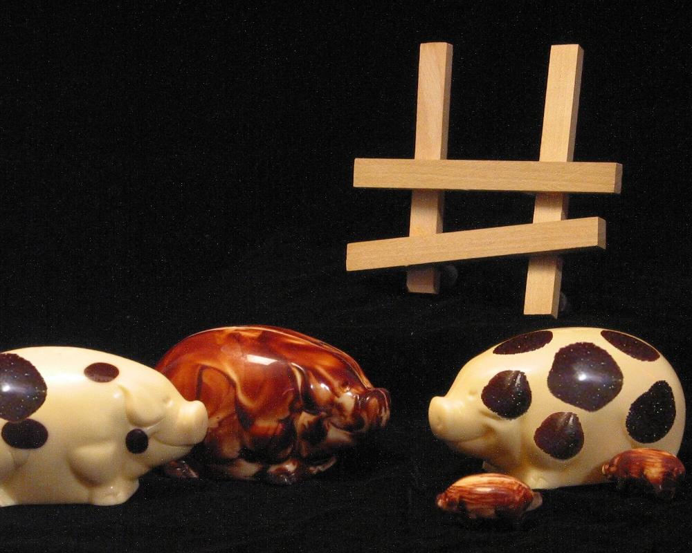 Oxford chocolate Pig with cacao Piglets inside by Christopher Norman Chocolates