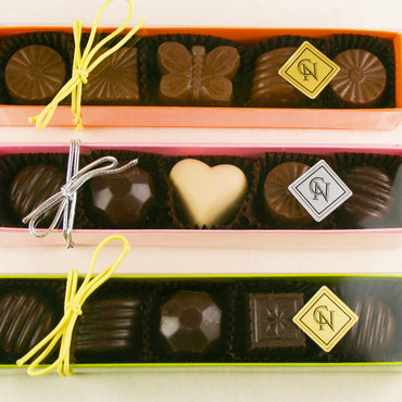 Orange, Pink, and Green Fabulous 5 Piece Chocolate Gift Boxes by Christopher Norman Chocolates